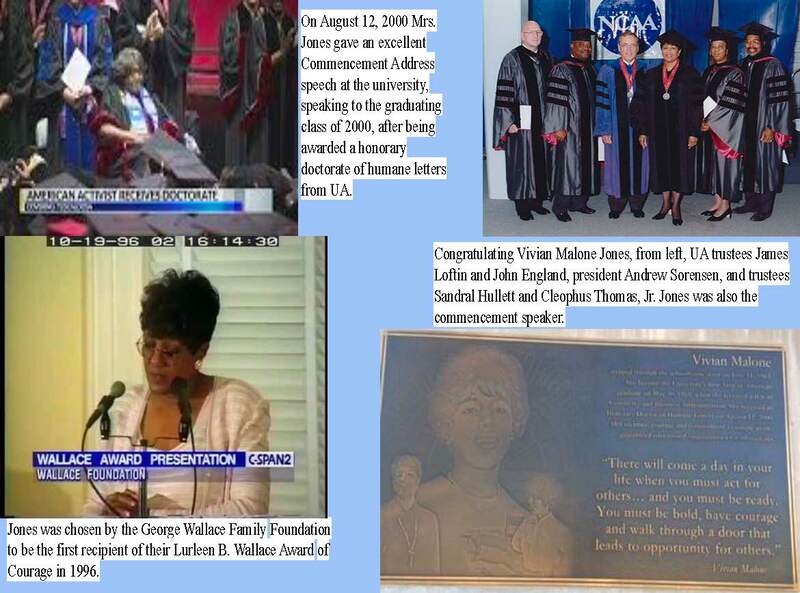 Close up African American women, a bronze plaque and text quotes on a blue background.